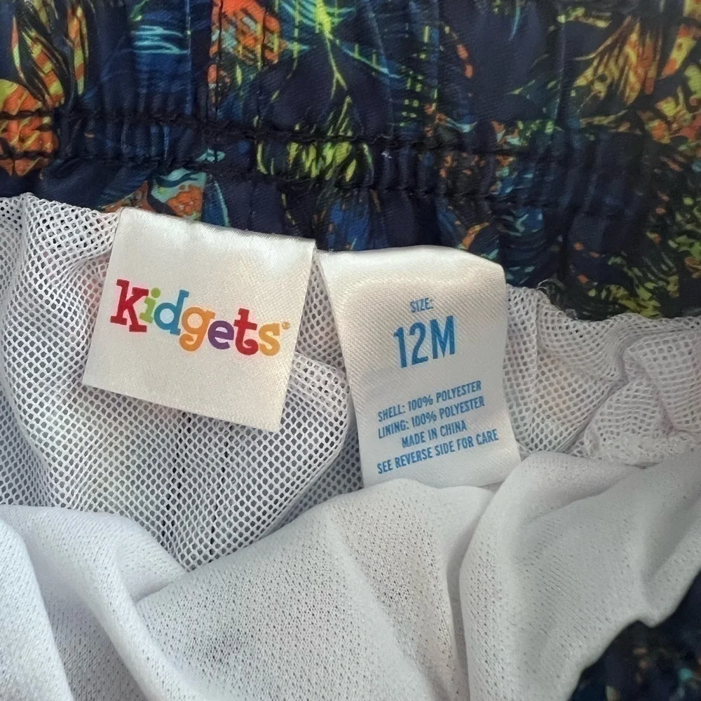 Baby Boy’s shorts blue palm Swim Trunk size 12M
